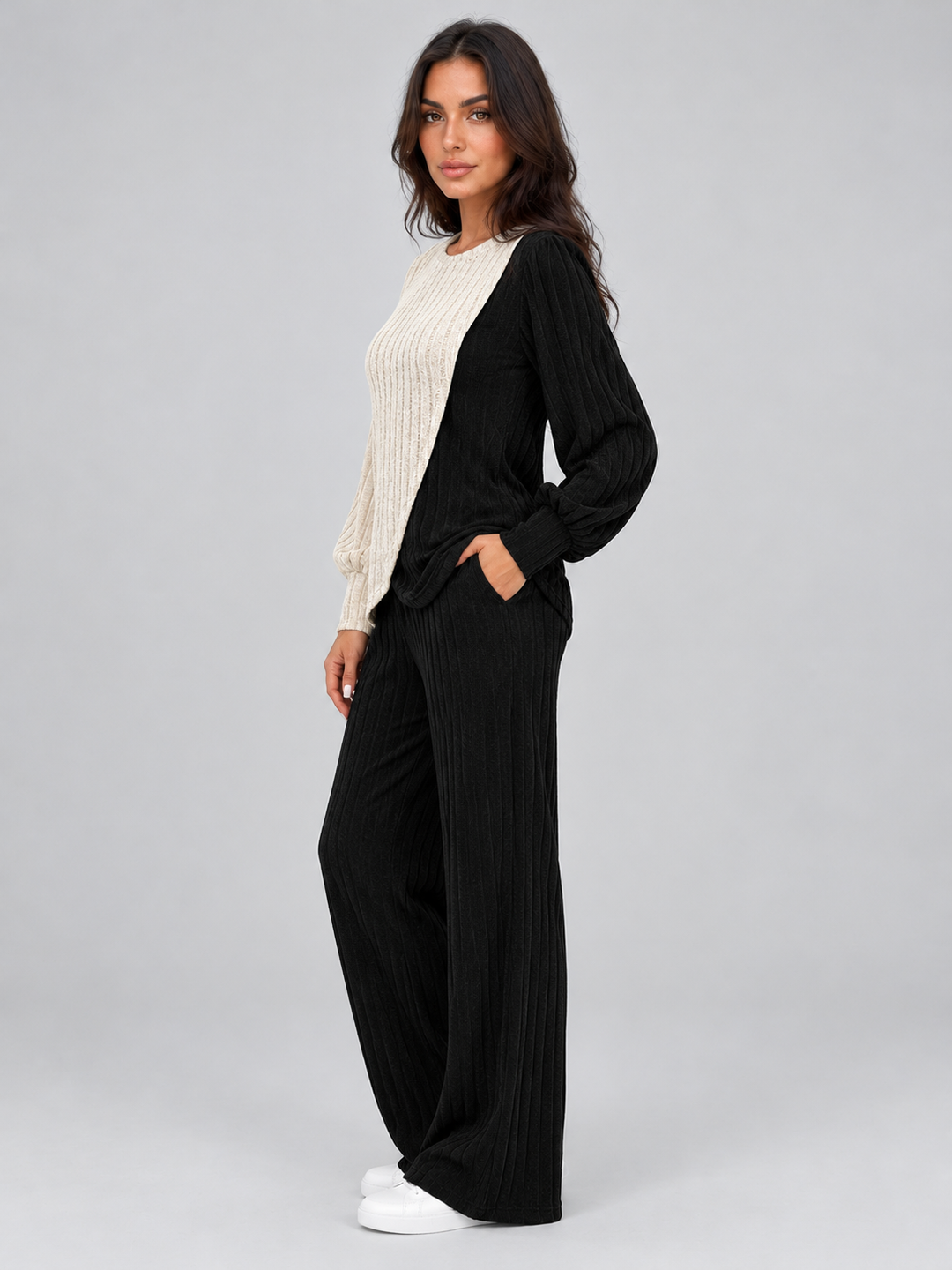 Women’s Two-Piece Ribbed Lounge Set