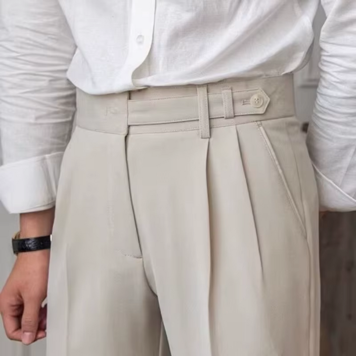 Men's Elegant Pleated Chino Trousers