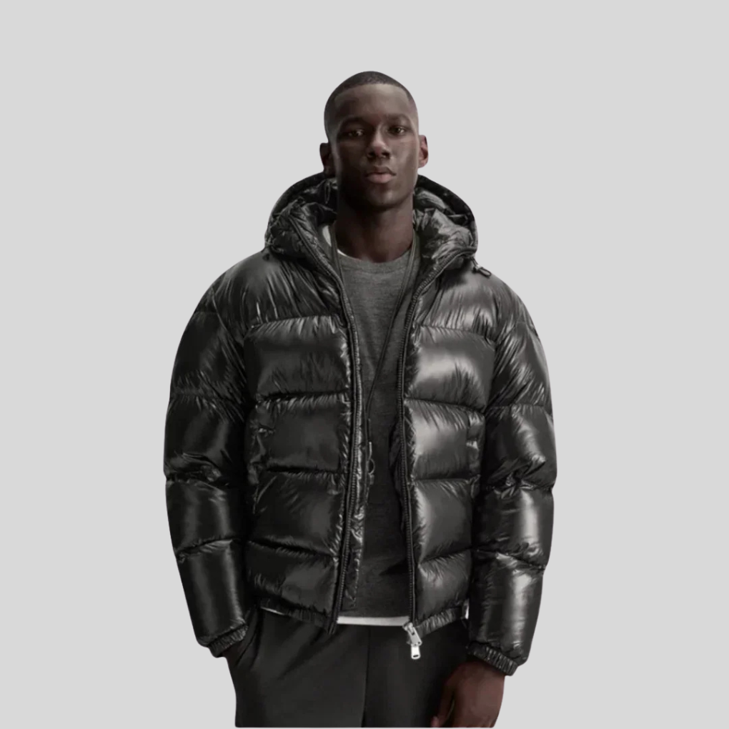 Premium Black Down Jacket for Men – Insulated Winter Parka with Zipper