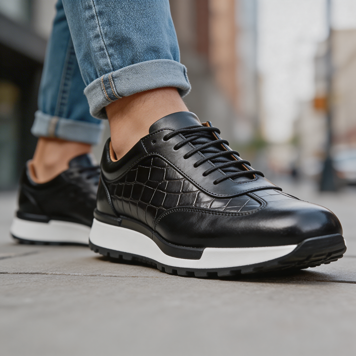 LAURENT MONACO | MEN'S TEXTURED COWHIDE SNEAKERS