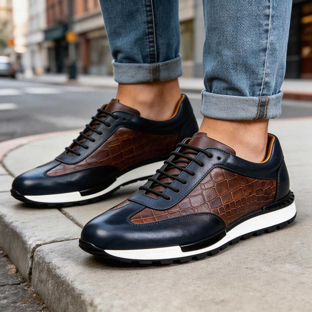 Men's Textured Leather Sneakers with Elegant Laces