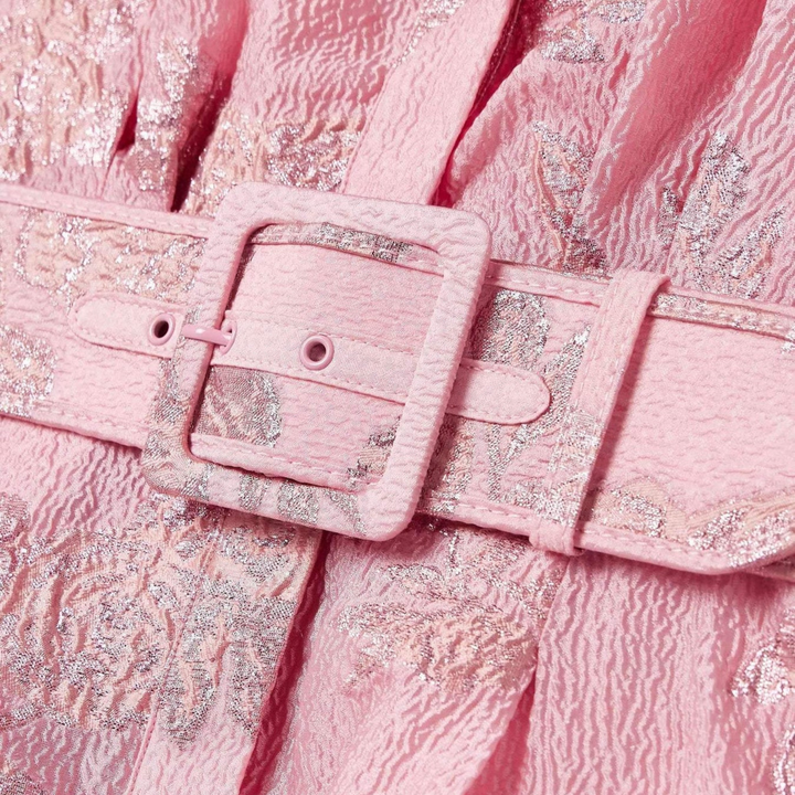 Heanna Pink Dress with Puff Sleeves, view 5 - Elena Harper