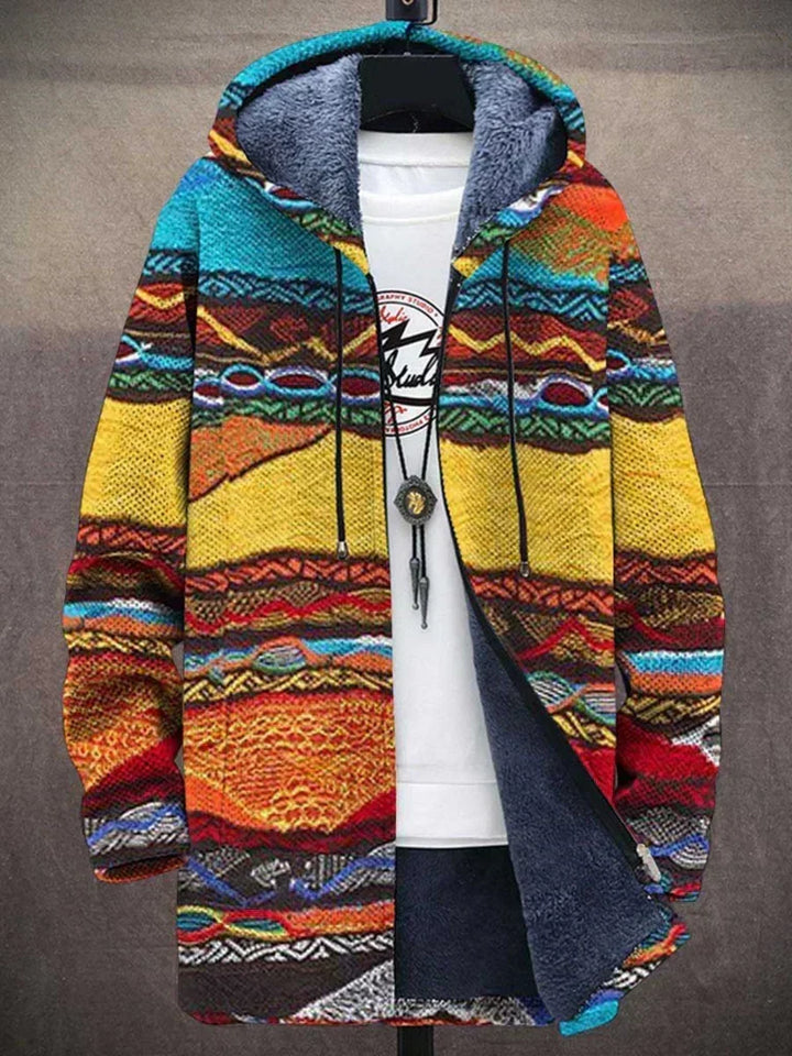 Women's Hooded Jacket with Artistic Print Warm Streetwear Fleece Jacket, view 8 - Elena Harper