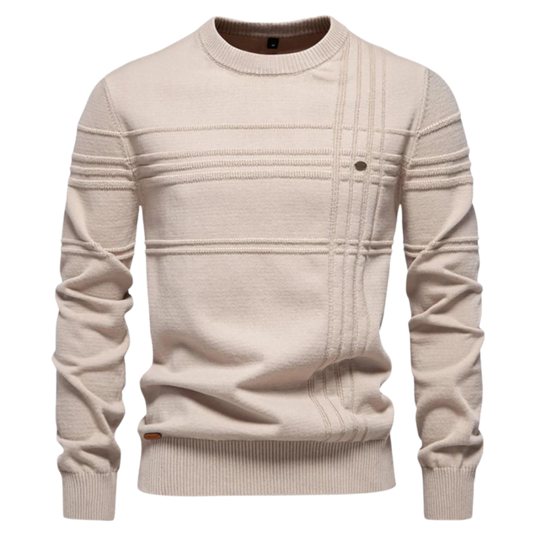 Men's Textured Check Crew Neck Jumper – Kirkby