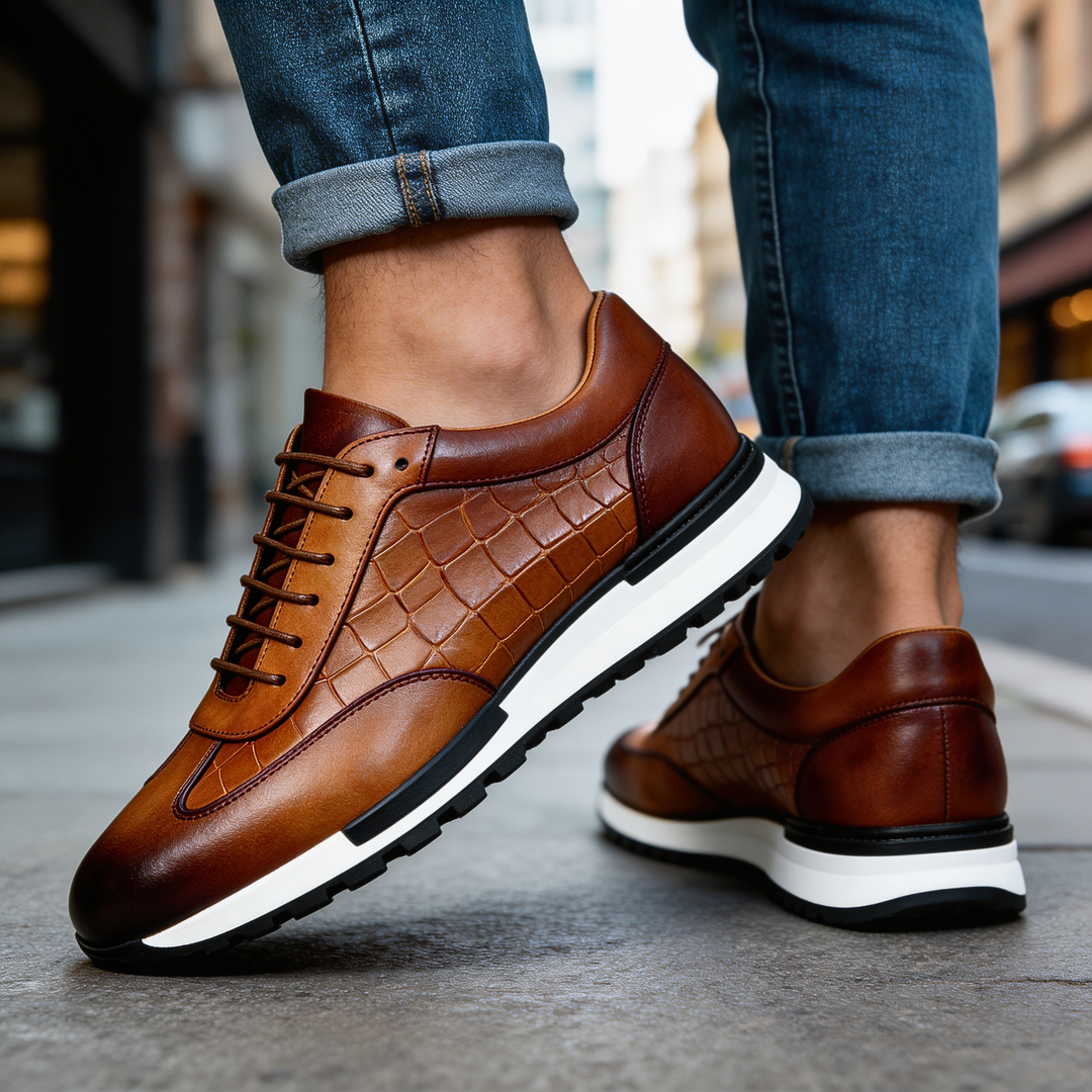 LAURENT MONACO | MEN'S TEXTURED COWHIDE SNEAKERS
