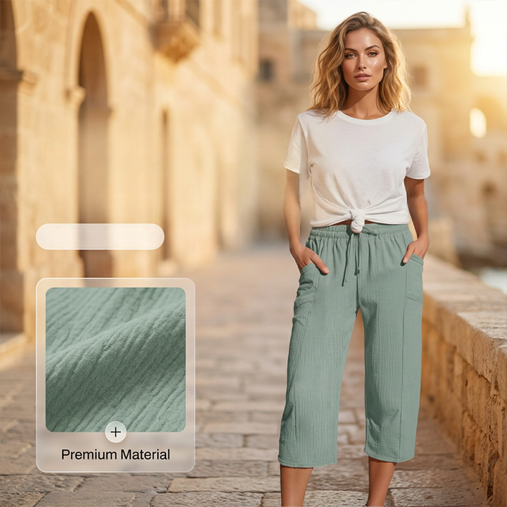 Lightweight Women's Capri Pants in Breathable Cotton Linen