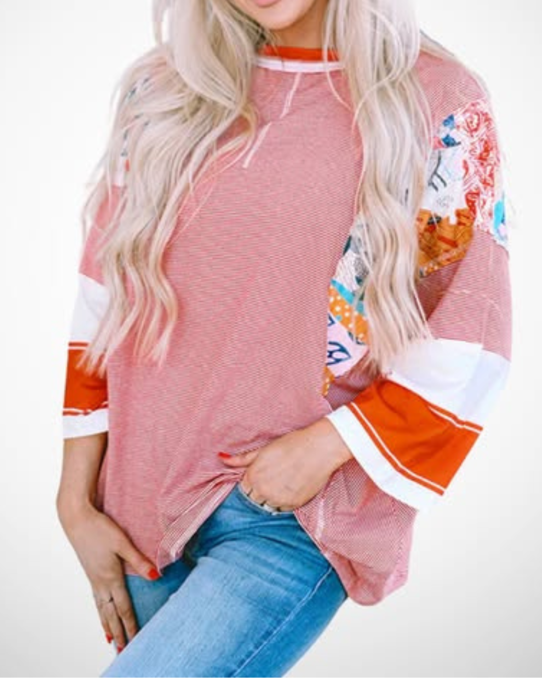 BAILEY Lightweight Patchwork Batwing Top - Elena Harper