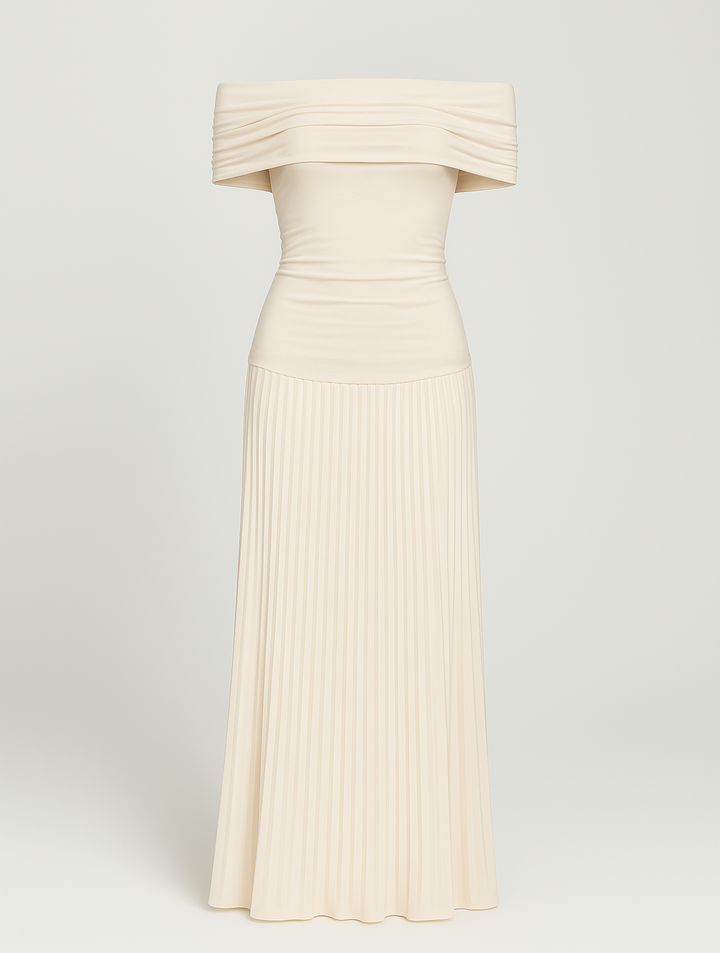 Women's Elegant Off-Shoulder Maxi Dress - Timeless Style