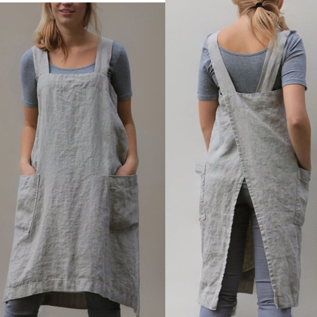 Women's Apron Dress Stylish Casual Dress with Pockets, view 2 - Elena Harper