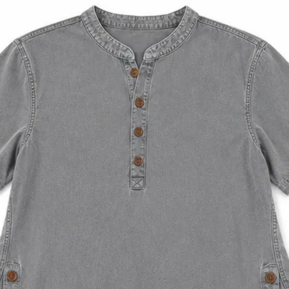 Avelyn Henley Tunic Top with Side Buttons for Women - Elena Harper