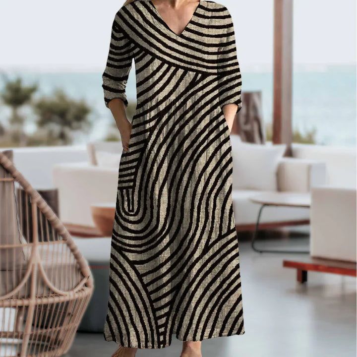 Caterina Lightweight Striped Dress, view 2 - Elena Harper