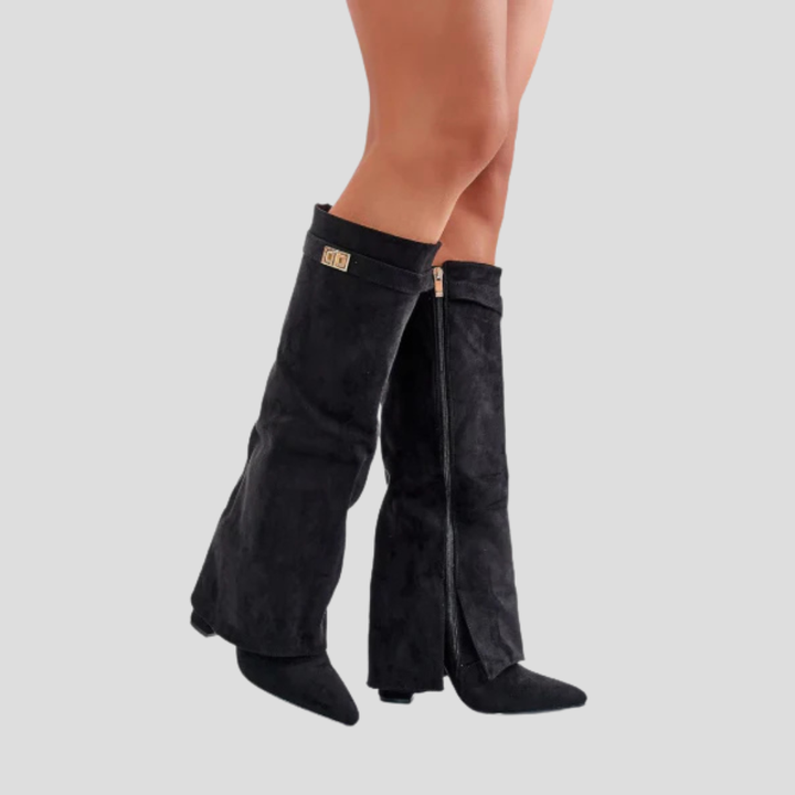 High Block-Heel Flap Boots, view 3 - Elena Harper