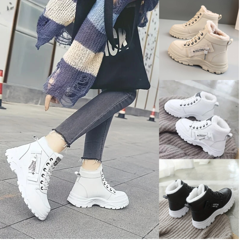 Elegant Winter Boots for Women – Comfortable Lace-Up Fleece Lined