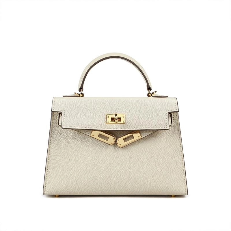 Women's Structured Top Handle Handbag with Gold Lock