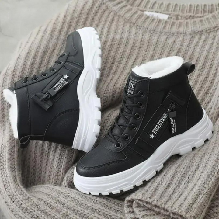 Elegant Winter Boots for Women – Comfortable Lace-Up Fleece Lined