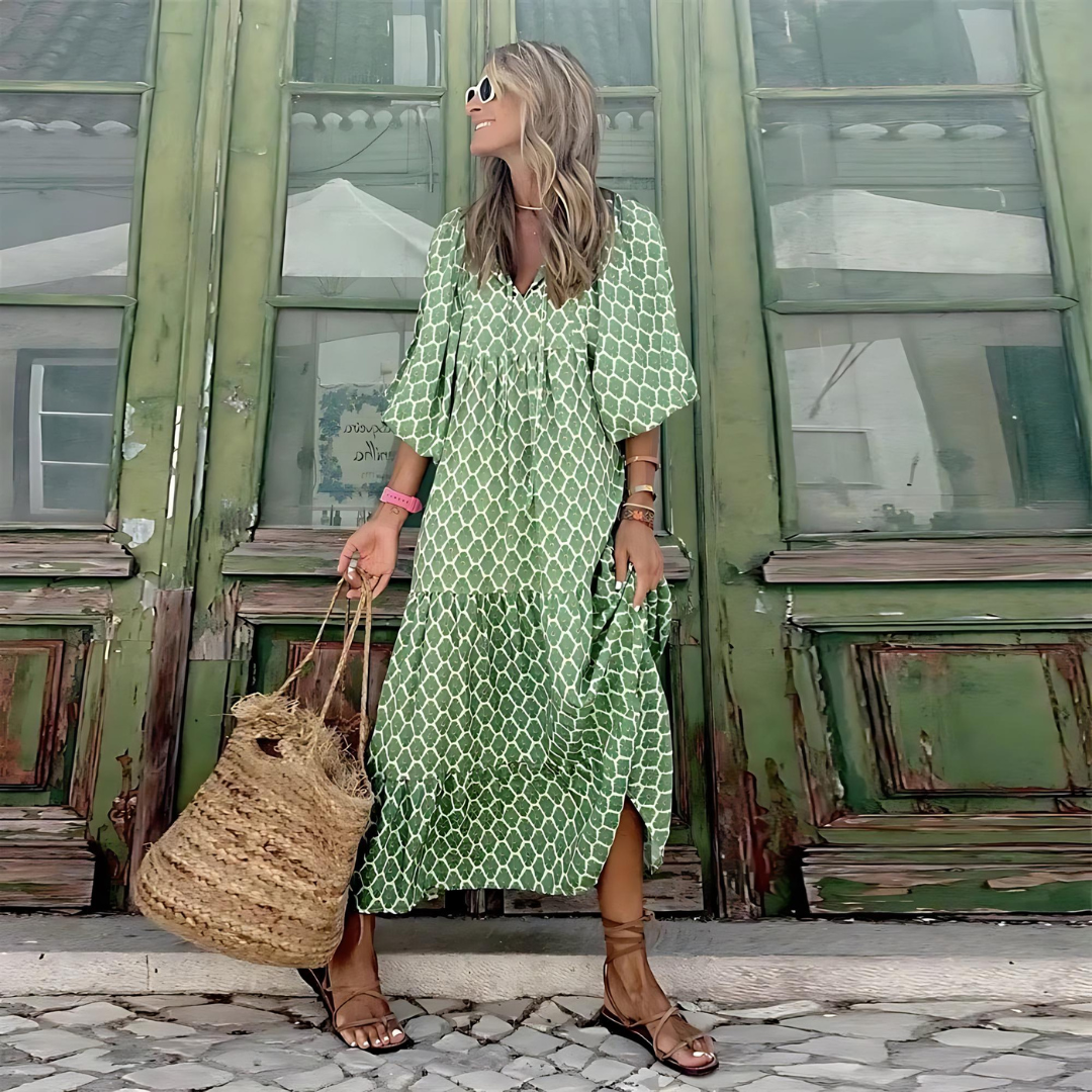 Penélope Elegant Spring Dress, view 2 - Elena Harper