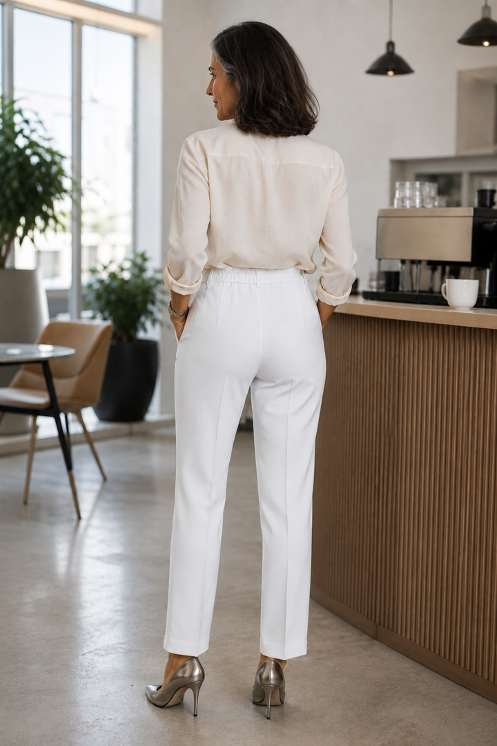 Deskshort High-Waisted Tailored Pants - Elena Harper