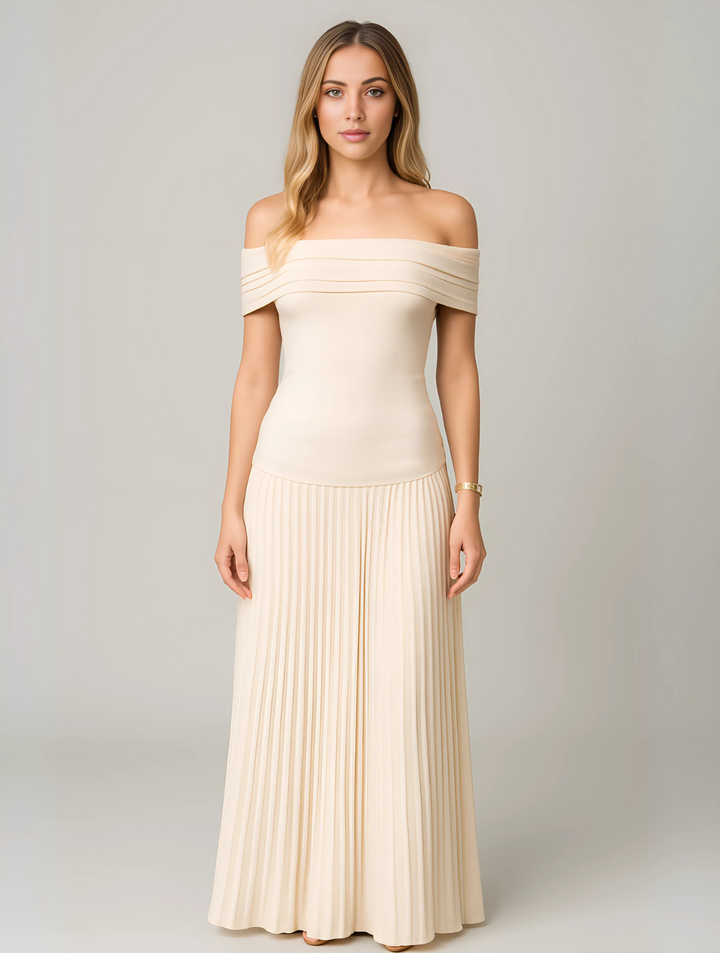 Women's Elegant Off-Shoulder Maxi Dress - Timeless Style