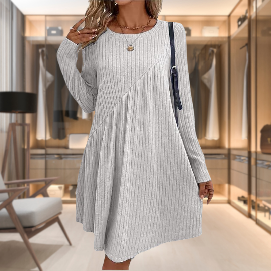 Long sleeve warm and cozy dress for autumn and winter, view 6 - Elena Harper