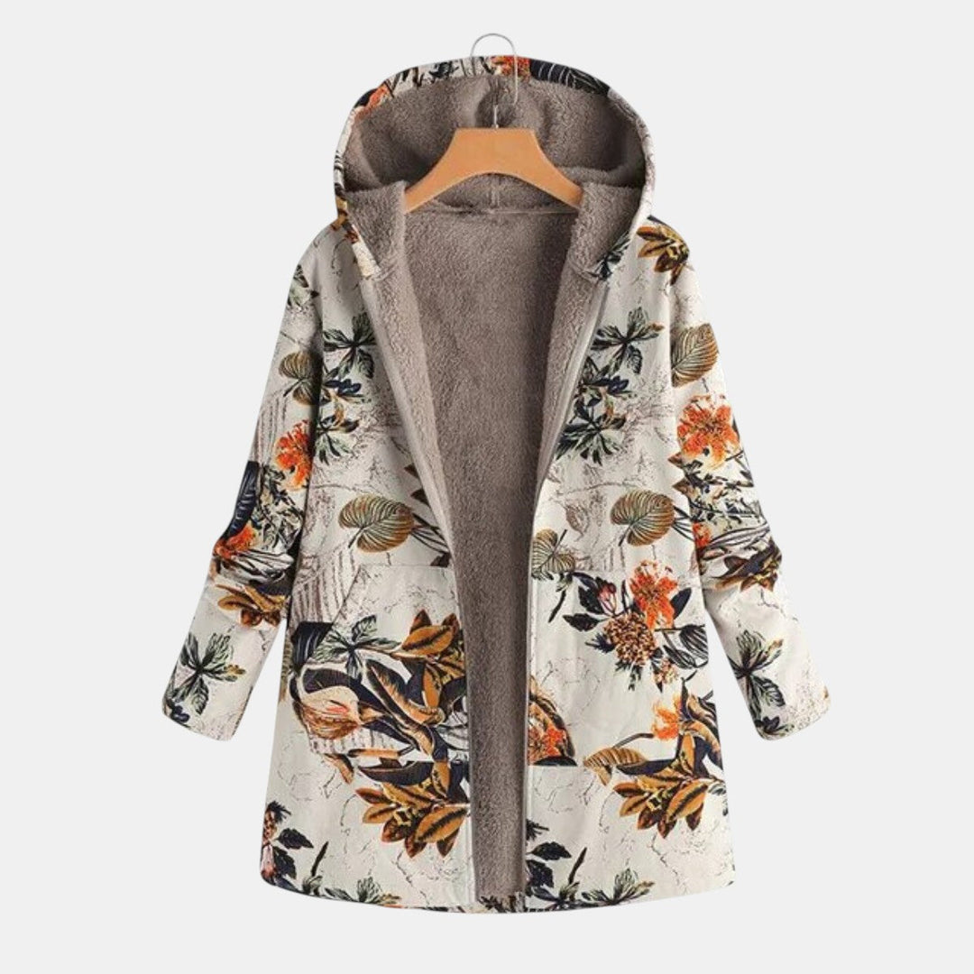 Elena Boho Floral Sherpa Hooded Coat - Elena Harper