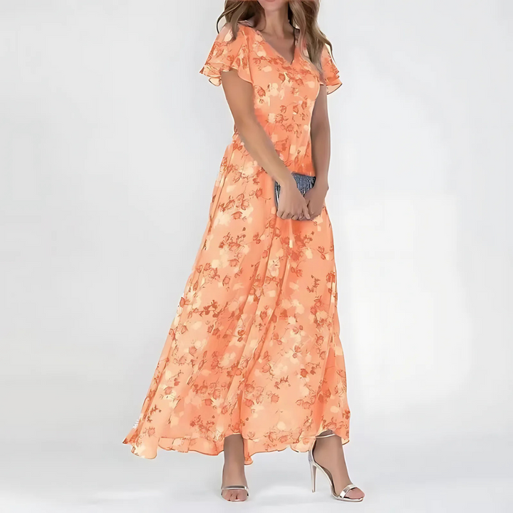 Zoila | Elegant Floral Midi Dress for Women with Short Sleeves