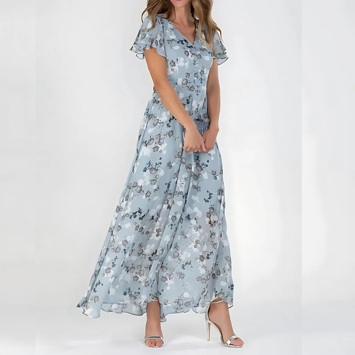 Zoila | Elegant Floral Midi Dress for Women with Short Sleeves