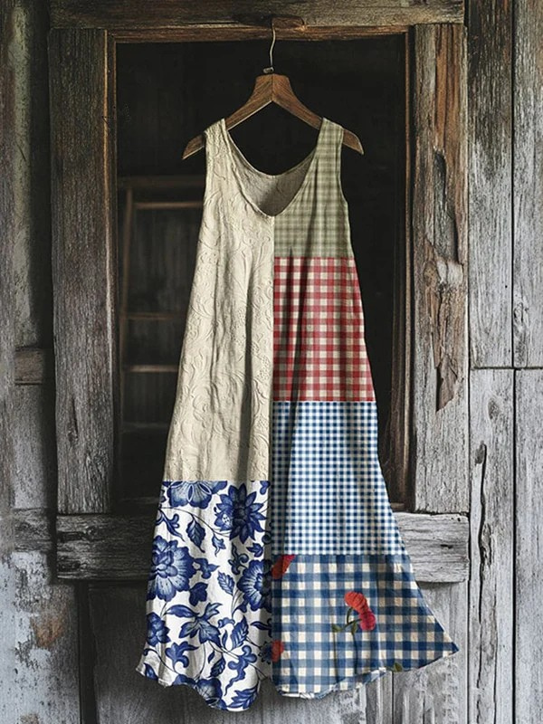 Countryside Charm Patchwork Art Dress - Elena Harper
