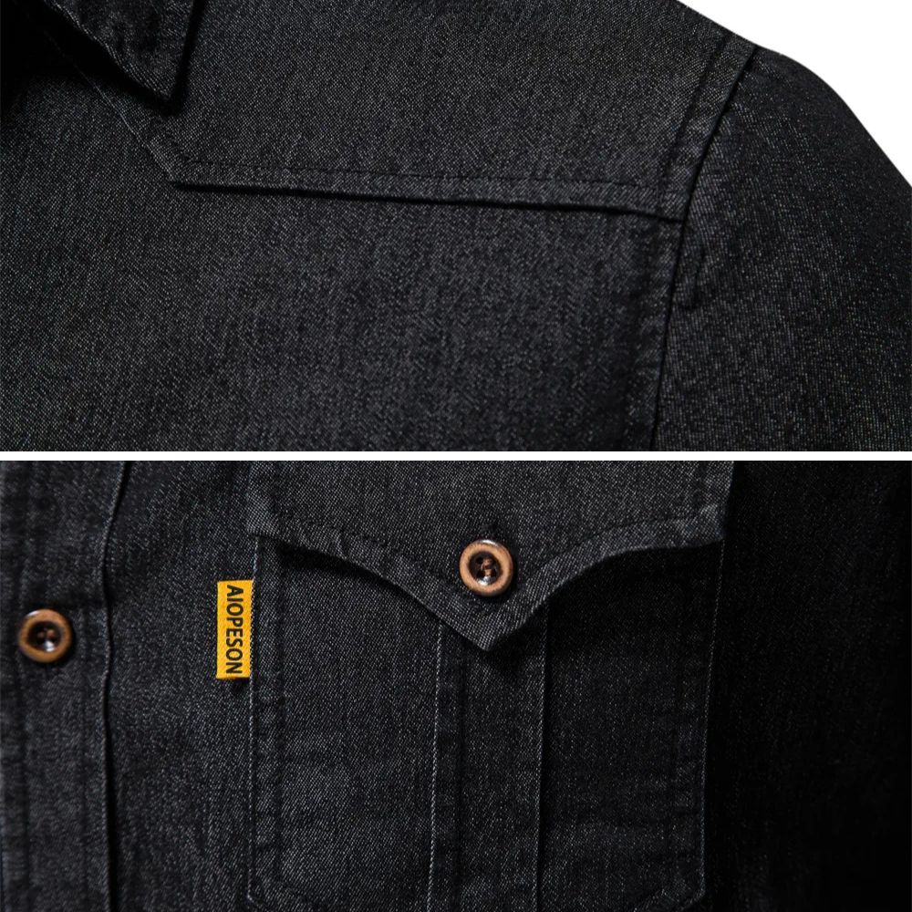 Men's Slim Fit Denim Shirt – Classic Long Sleeve Cotton Blend Style