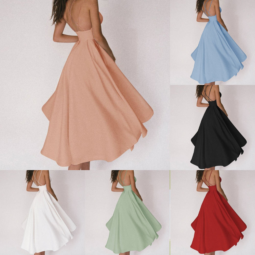 Gabriella Satin Dress with Crossed Straps - Elena Harper