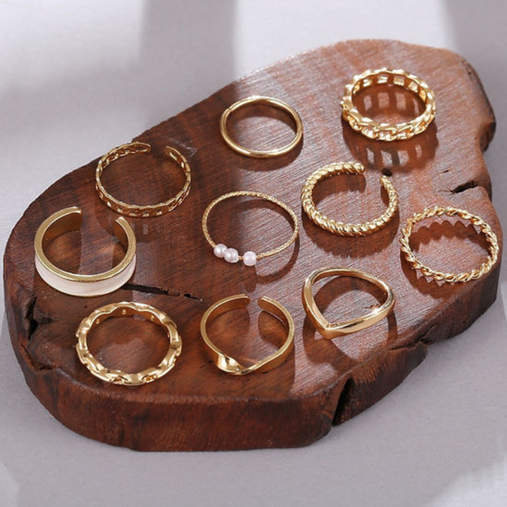 10 Pieces of Stacking Rings Mixable Rings, view 6 - Elena Harper