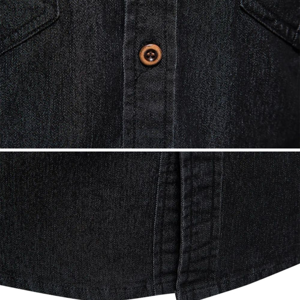Men's Slim Fit Denim Shirt – Classic Long Sleeve Cotton Blend Style