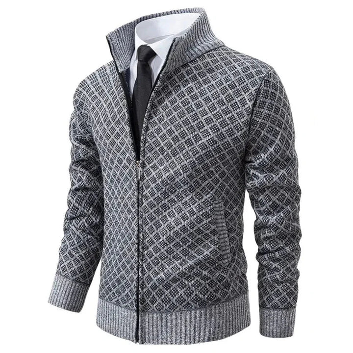 Patrick - Refined Jacquard Zipped Cardigan