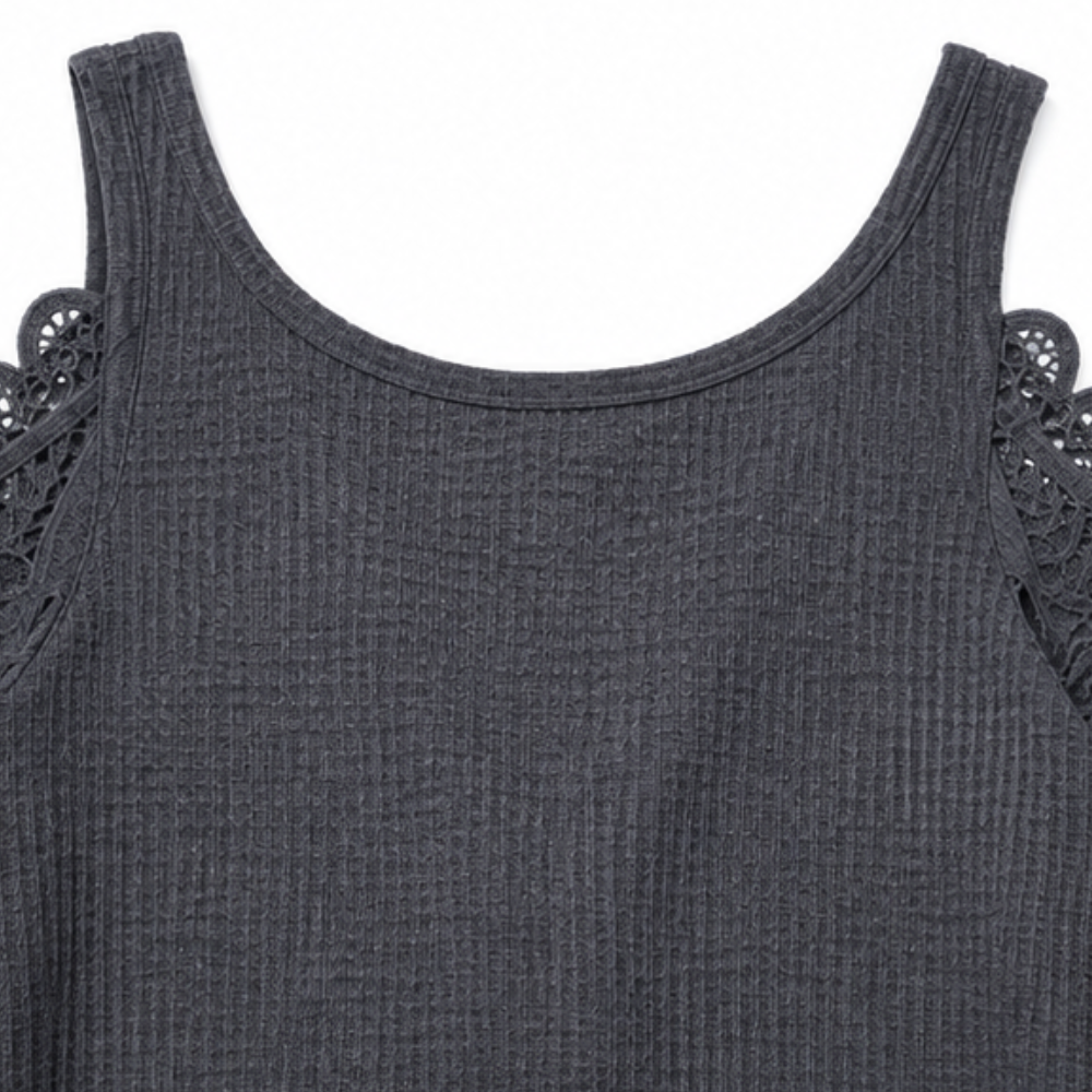 Duetta Lace-Sleeve Cold-Shoulder Zip-Front Tunic Top - Elena Harper