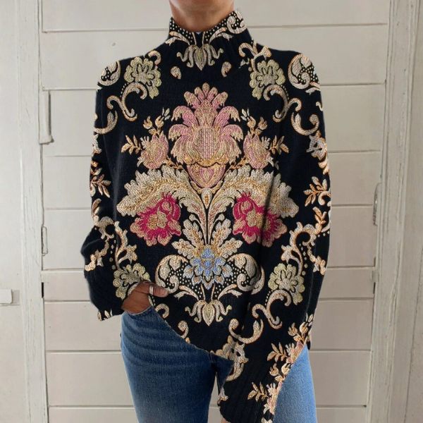 Vintage floral sweater from Emma & Rose Cape Town featuring a colorful floral pattern and cozy knit fabric.