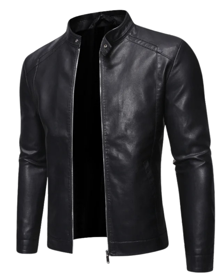 LAURENT MONACO | LEATHER JACKET WITH HIGH COLLAR