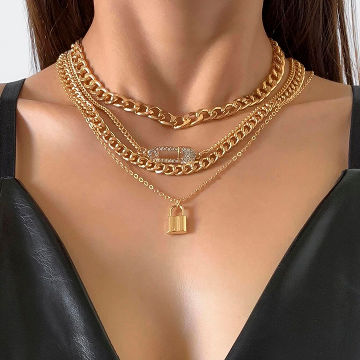 4-Piece Necklace Set Retro Pin Design, view 2 - Elena Harper