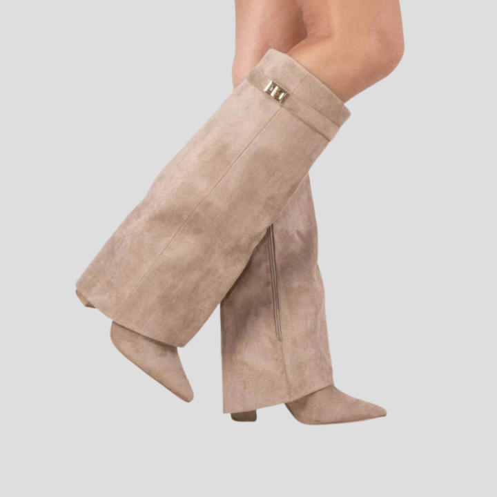 High Block-Heel Flap Boots - Elena Harper