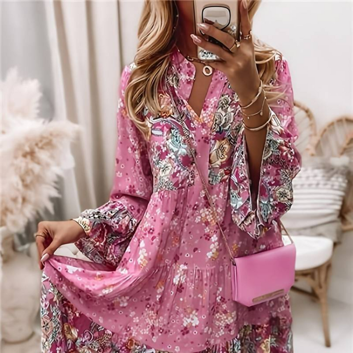Danika Printed Boho Dress - Elena Harper