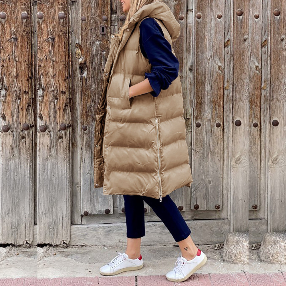 Delilah Women's Hooded Long Puffer Vest, view 4 - Elena Harper