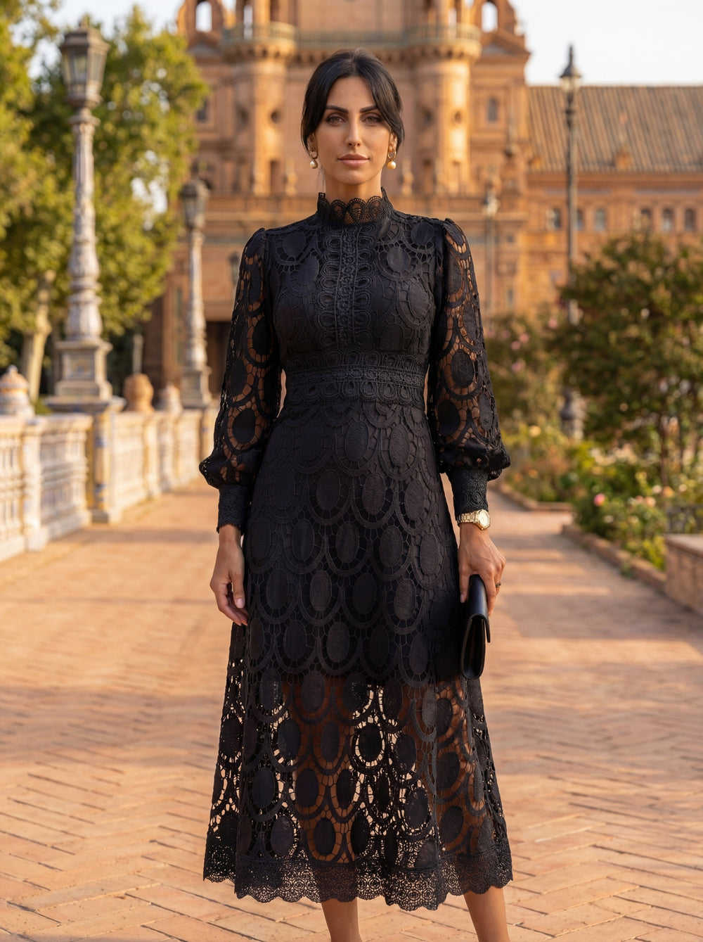 Spring lace dress by Emma & Rose Cape Town featuring floral embroidery and a fitted silhouette, perfect for warm-weather occasions.