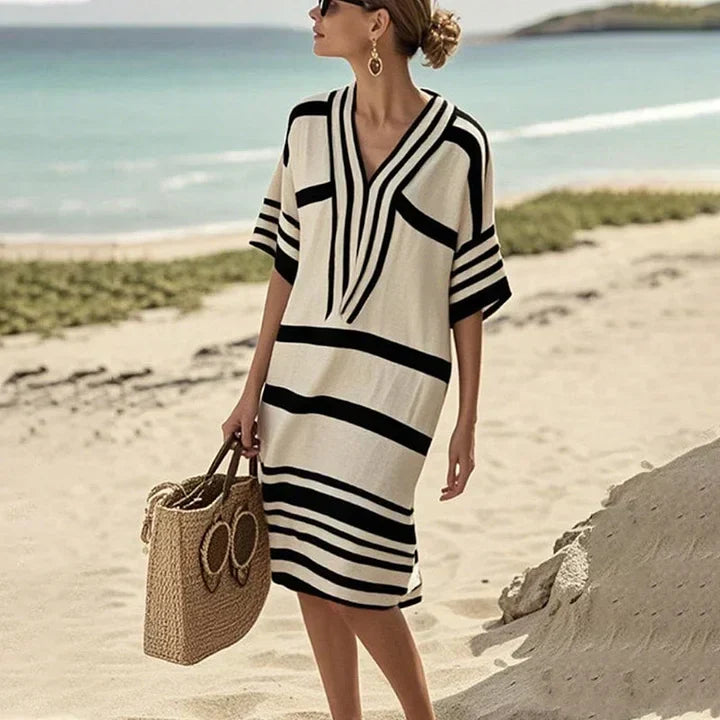 JANELLE – RELAXED STRIPED KAFTAN DRESS