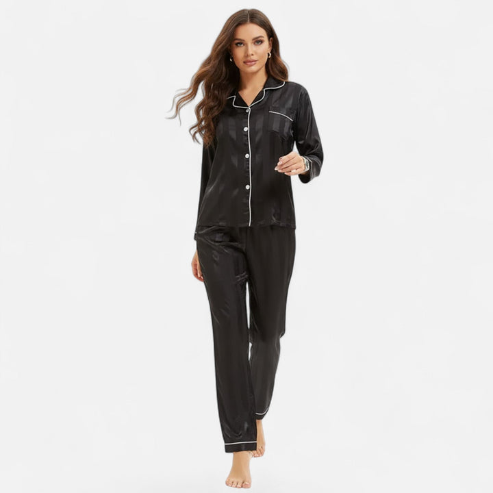 Women's Elegant Striped Long Sleeve Lounge Set