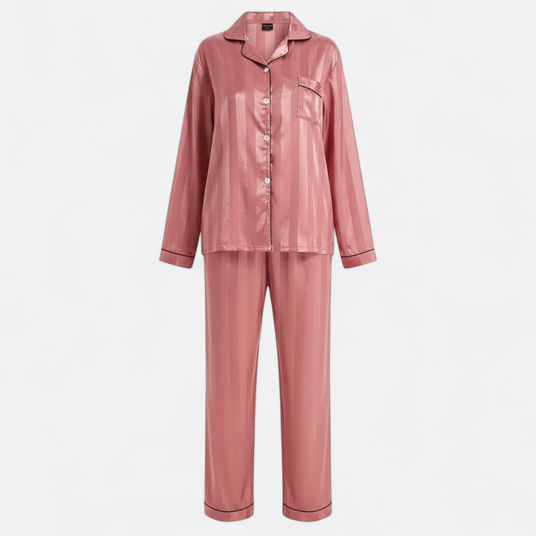 Women's Elegant Striped Long Sleeve Lounge Set