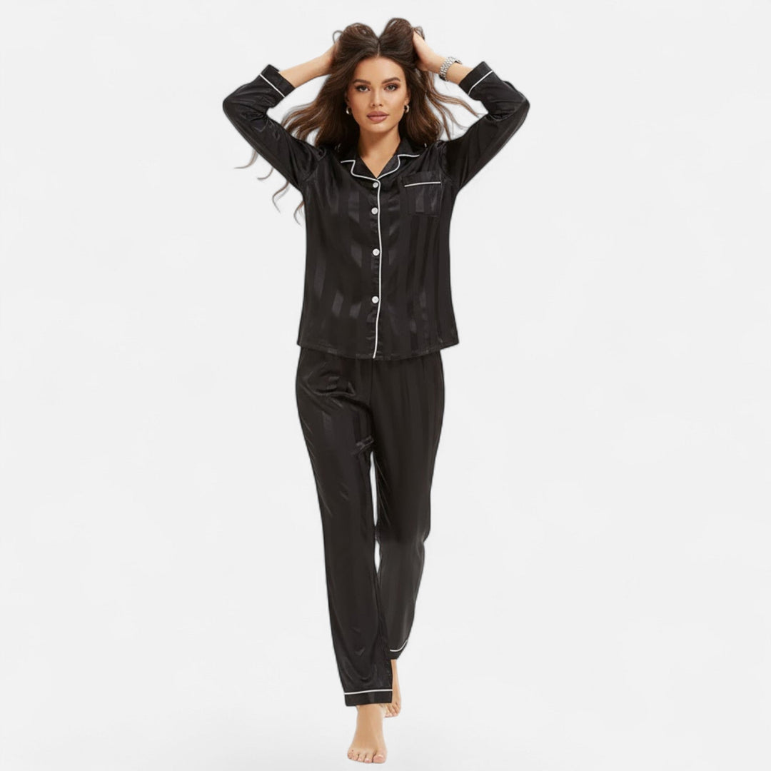 Women's Elegant Striped Long Sleeve Lounge Set