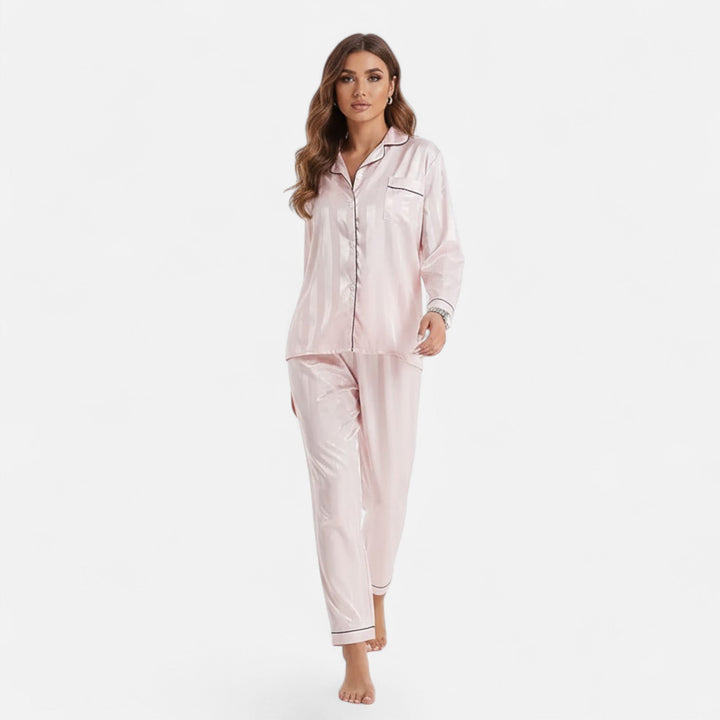 Women's Elegant Striped Long Sleeve Lounge Set