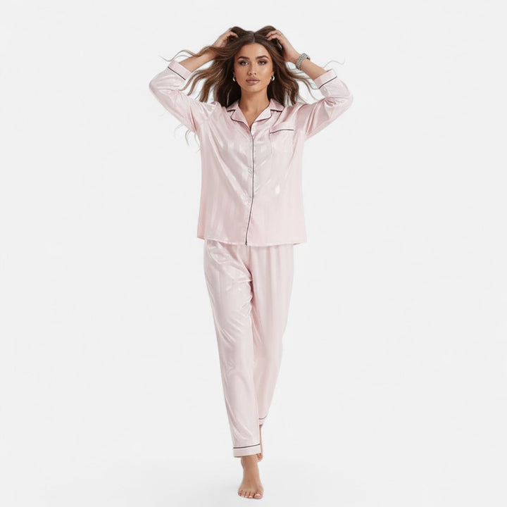 Women's Elegant Striped Long Sleeve Lounge Set