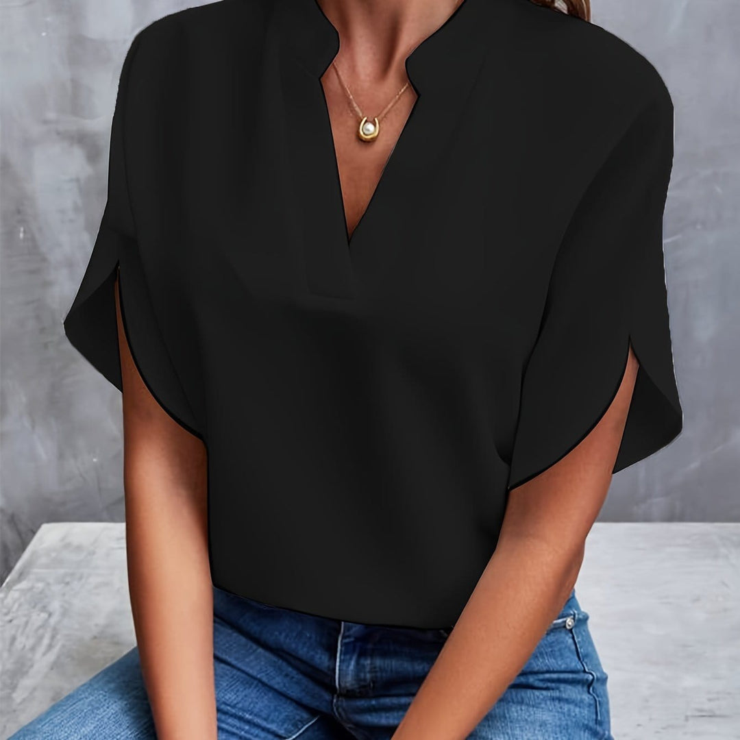 Franziska Flowing Blouse with V-Neck, view 4 - Elena Harper