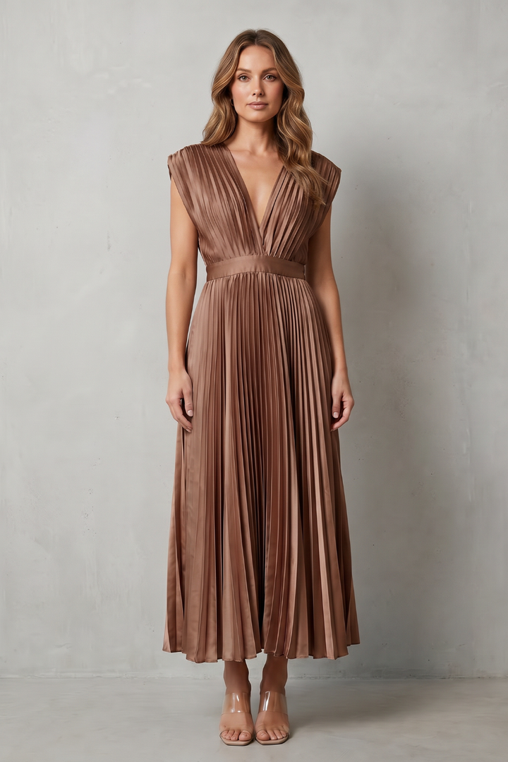 Veloria – Flowing pleated elegance – Midi dress