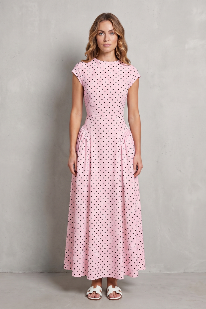 Veloura – Vintage polka dot elegance – Maxi dress
