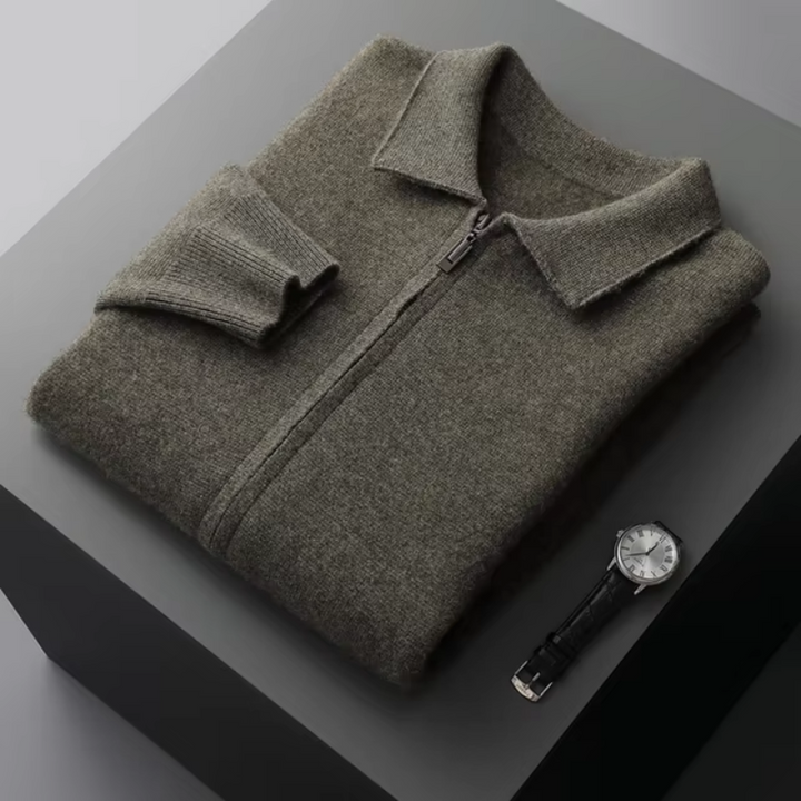 Men's Full-Zip Collared Sweater for Versatile Layering